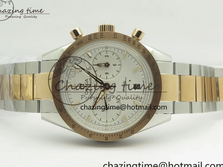 0327 Thermal Speedmaster ’57 Co-Axial SS RG OMF 1:1 Best Edition White Dial On SS RG Bracelet A9300 (Free Leather Strap) 8074